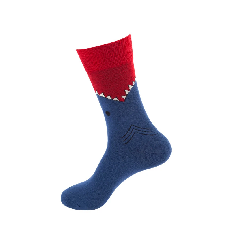 1 пара цветные хлопчатобумажные носки Акула череп Новинка Печатные Длинные мужские и женские носки с лого команды Повседневные носки