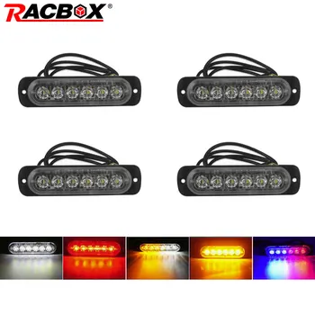 

6 LED Ultra thin Car warning lamp Yellow Red White Car Truck Emergency Beacon Hazard Flash Strobe Underbody Turn Light Bar