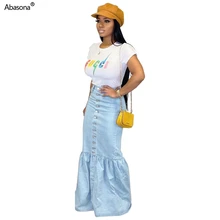 Новая весенне-летняя женская джинсовая повседневная юбка и женские Лоскутные юбки в пол с пуговицами и высокой талией, цельные Клубные юбки