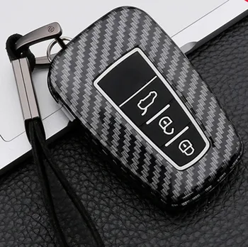 

Carbon silicone car key case Full cover holder For Toyota Prius Camry Corolla C-HR CHR RAV4 Prado 2018 Accessories keychain