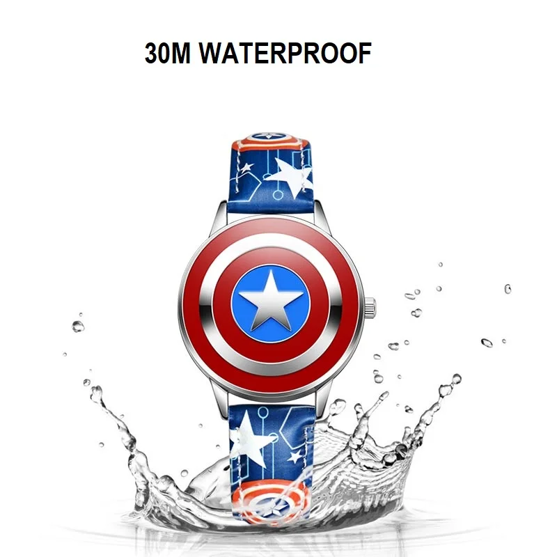Marvel Iron Man The Avengers Captain America Spider Cartoon Flip Children Disney Quartz Wristwatch Boy Youth Student Teenage Kid