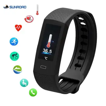 

SUNROAD smart band with body temperature heart rate fitness tracker sports watch bracelet waterproof colorful screen