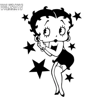 

Volkrays Creative Car Sticker Betty Boop with Stars Accessories Reflective Waterproof Cover Screacthes Vinyl Decal,16cm*10cm