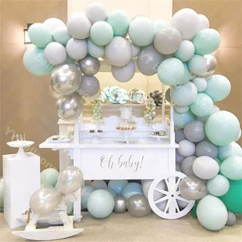 

Macaroon Arch 1 Kit Tiffany Blue Grey Chrome Silver Latex s Kids Birthday Baby Shower Party Wedding Decor