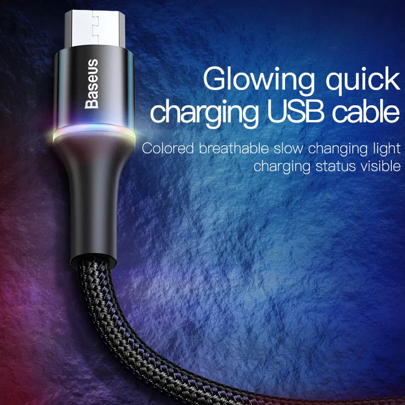 Baseus Micro USB кабель 3A Быстрая зарядка Android для передачи данных мобильного телефона