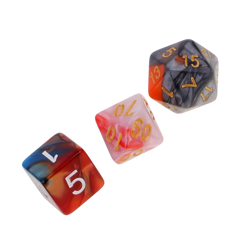 7Pcs 16mm Dice d20 d12 d8 d10 d6 d4 Die Polyhedral for D&D Wargaming Players