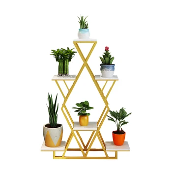 

Nordic Wrought Iron Flower Shelf Living Room Marble Flower Stand Multi-layer Provincial Space Balcony Shelf Plant Stand Bonsai F
