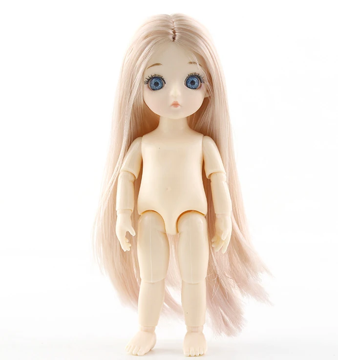 16 см BJD голые куклы 13 подвижные шарнирные 1/8 куклы игрушки Детские куклы обнаженные женщины тела Куклы Игрушки для девочек подарок длинные/завитые волосы - Цвет: I