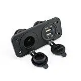 black 2 в 1 автомобильный прикуриватель+ двойной зарядное устройство USB разъем сплиттер gps мобильное зарядное устройство адаптеры питания - Название цвета: black