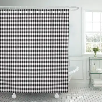 

Colorful Abstract Black and White Gingham Pattern Gray Check Shower Curtain Waterproof Polyester Fabric 72 x 78 Inches with Hook
