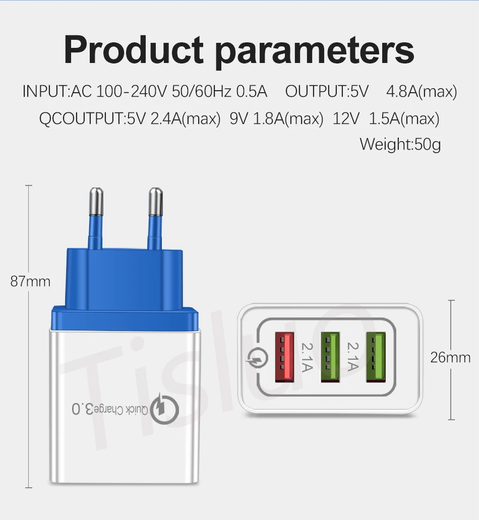 24 Вт Быстрая зарядка 3,0 USB зарядное устройство быстрое зарядное устройство QC3.0 для iPhone X 7 Xiaomi Huwei p10 samsung A50 планшет настенное зарядное устройство разъем-адаптер