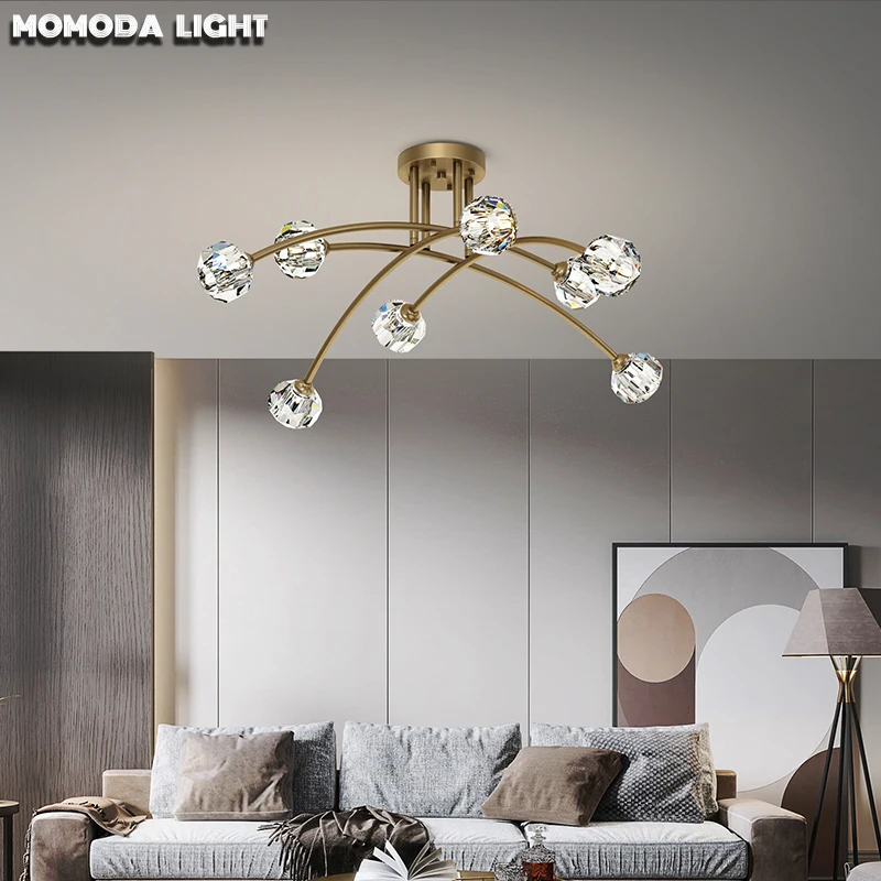 Постмодерн. Светодиодные Хрустальные потолочные светильники черно золотые