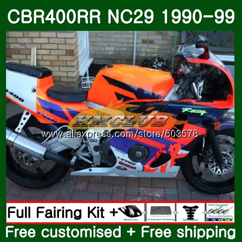 CBR400 RR для HONDA CBR400RR NC29 1994 1995 1996 1997 1998 1999 оранжевый синий 97CL. 54 CBR 400 RR 400RR 94 95 96 97 98 99 обтекатель