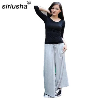 

Sweatpants Loose None Casual Leg Pants Women Modal Wide-leg Cover Waist To 50-100kg 2020 New 7 Colors Like-skirt Cropped S204