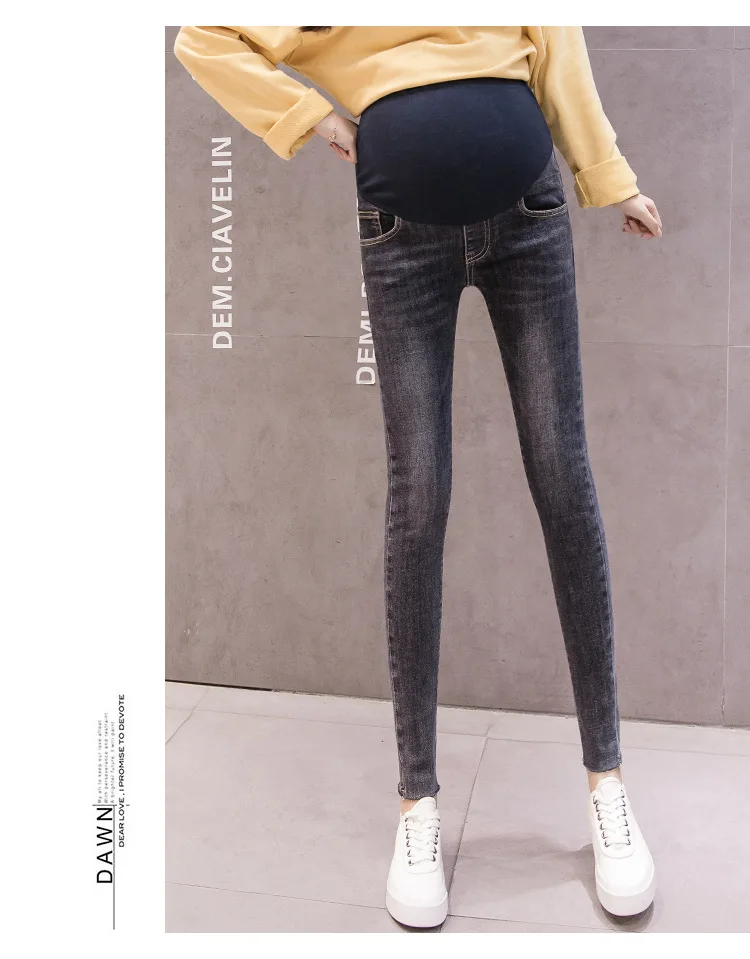 Узкие брюки-карандаш для беременных, джинсы для беременных, джинсовые брюки, потертые, эластичные, узкие, брюшные джинсы, одежда для беременных