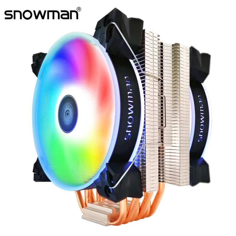 Снеговик 6 тепловых трубок Процессор кулер RGB 120 мм ШИМ 4Pin для Intel LGA1200 775 1150 1151 1155 2011