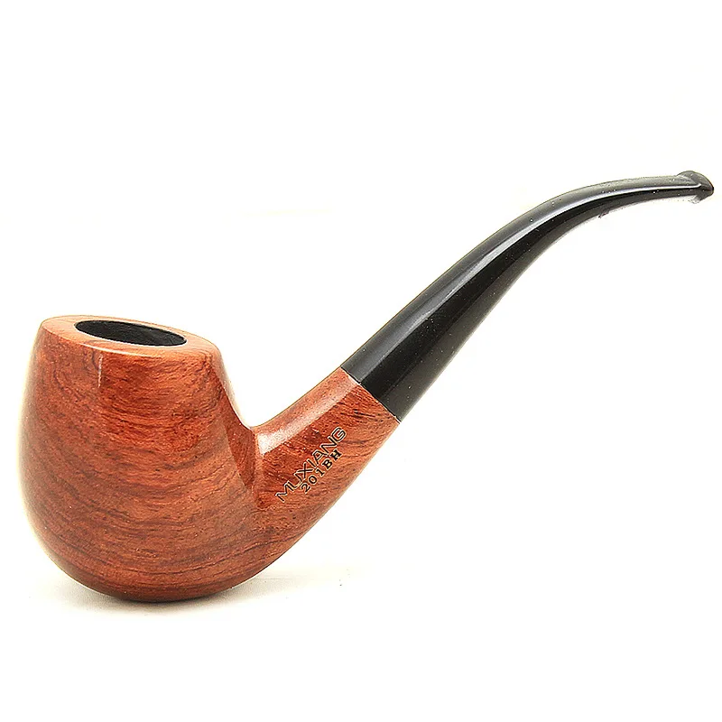 

Honghua pear pipe wooden pipe custom carved classic bending test novice pipe