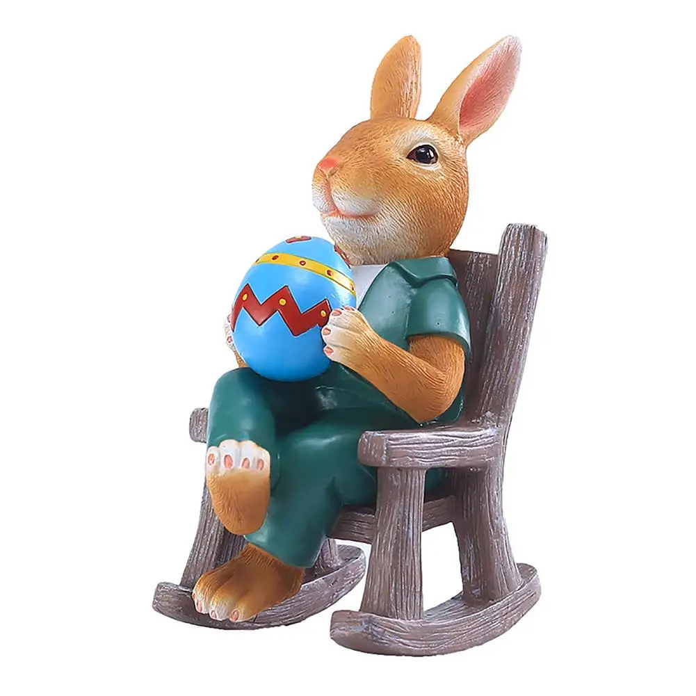 Bunny Rabbit Statue Garden Statuary Figurines Easter Decor Lawn Yard Ornament 