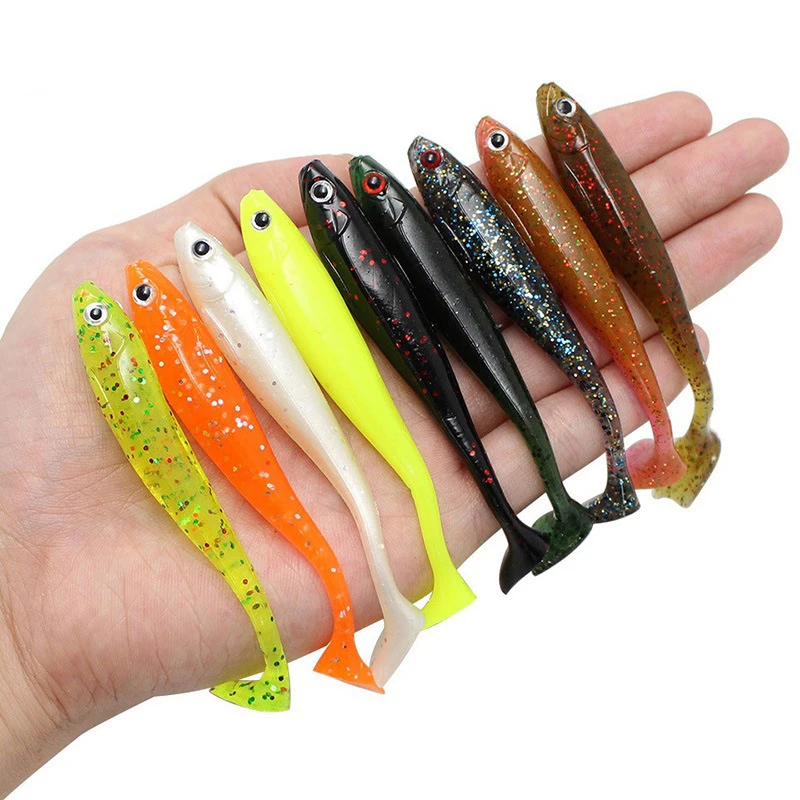 5pcs 9cm/5g Super Soft T-tail Worm Bionic Fishy Smell Shad Wobblers for  Bass Pike Catfish Fishing Lure 9 Colors Optional