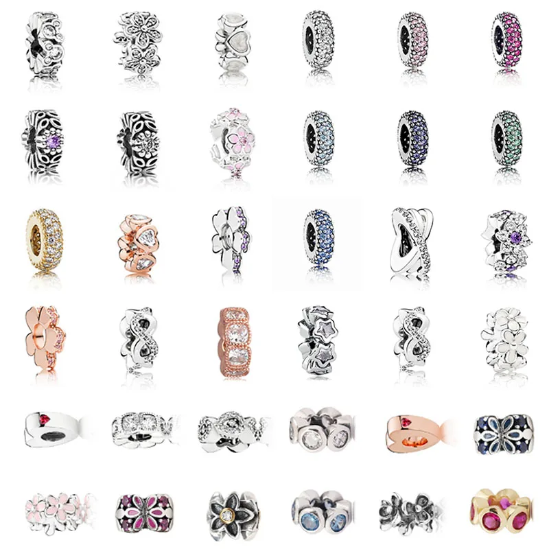 

Trendy 925 Sterling Silver Bead Gold Rose Crycle Charm Fit Original Pandora Bracelet Bangle Necklace Women DIY Jewelry