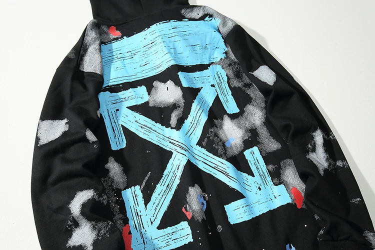 Звездное небо фейерверк стрела 19ss Off-White OW для мужчин/женщин Осень Зима Хлопок Мода Повседневная Свободная Толстовка с капюшоном куртка