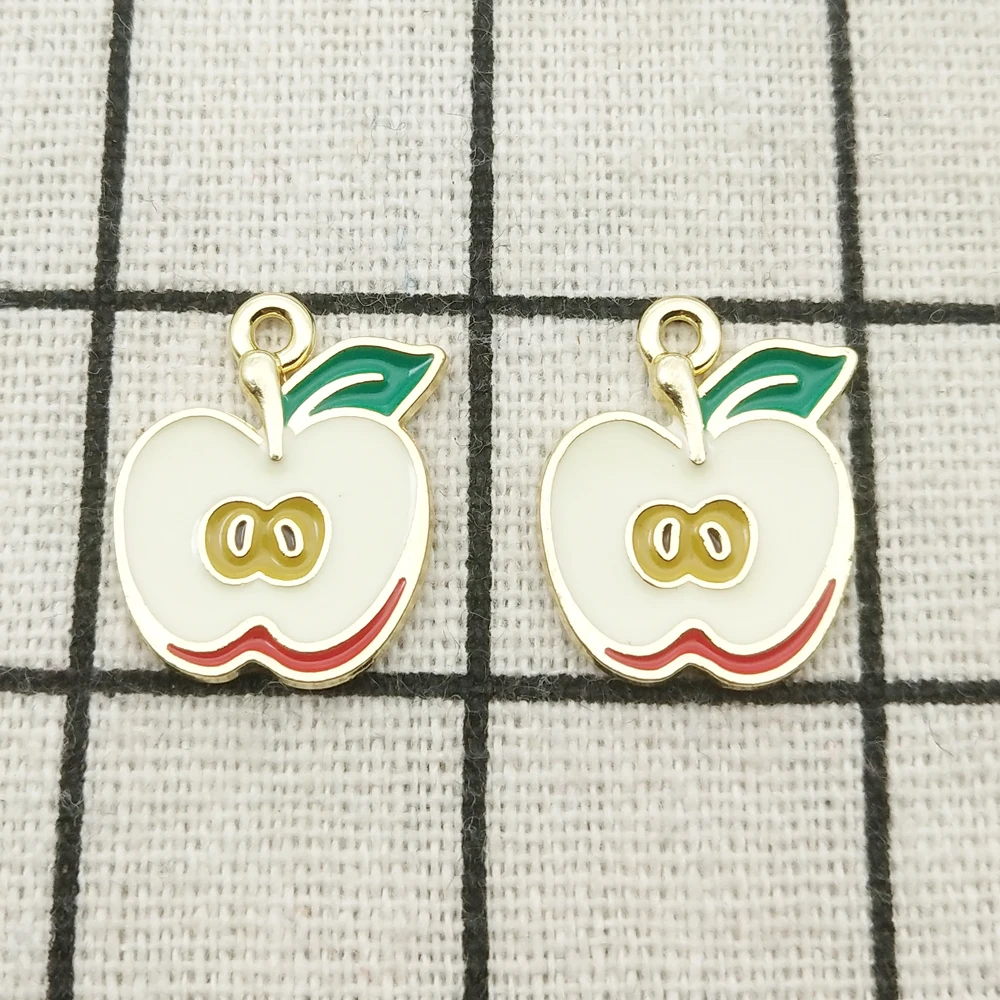 10 шт. эмаль яблоко шарм фрукты ювелирные аксессуары серьги кулон браслет