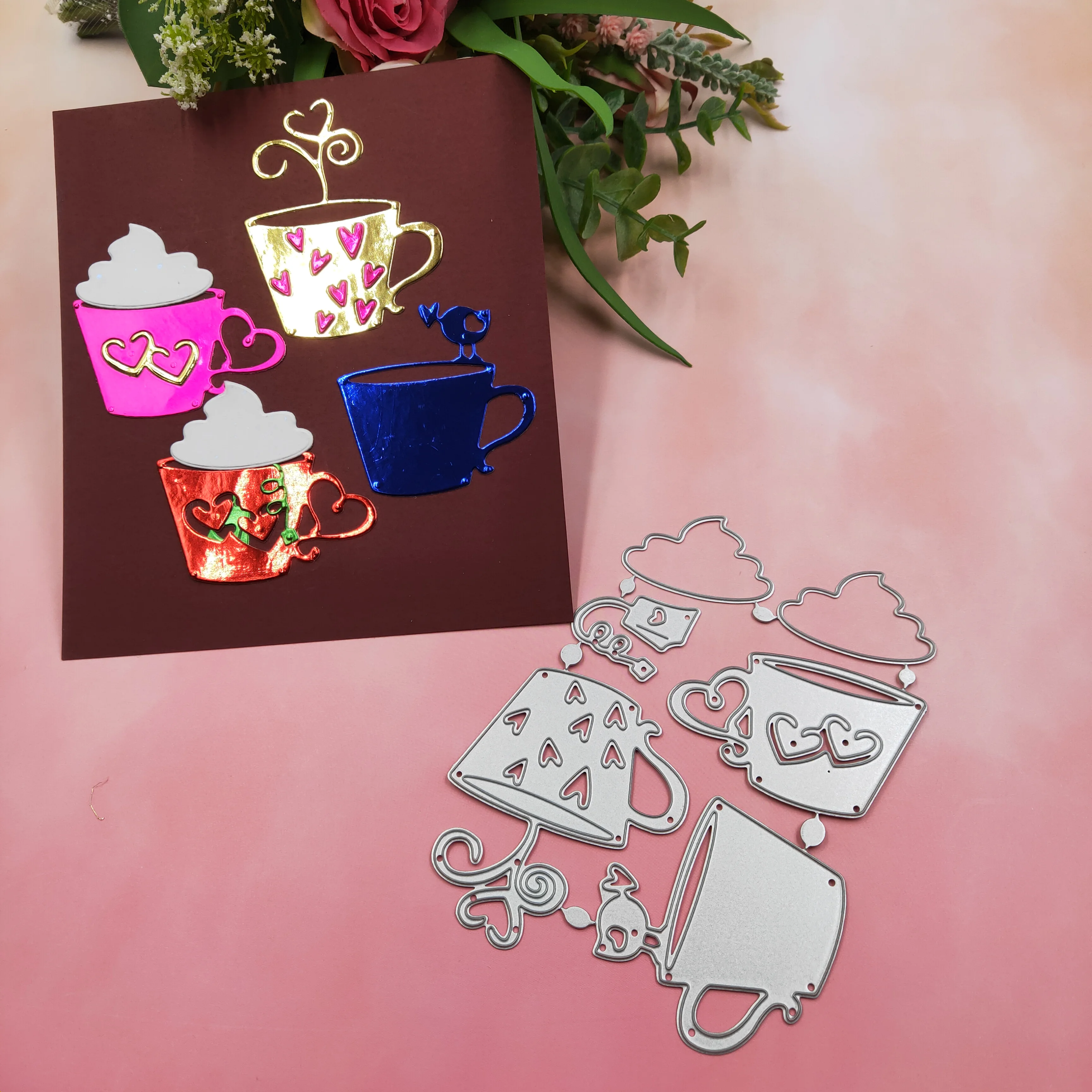 Кофейная чашка металлические Вырубные штампы DIY скрапбук штамп Книга, поздравительная открытка бумага поздравительная открытка украшения ремесла тиснение плесень