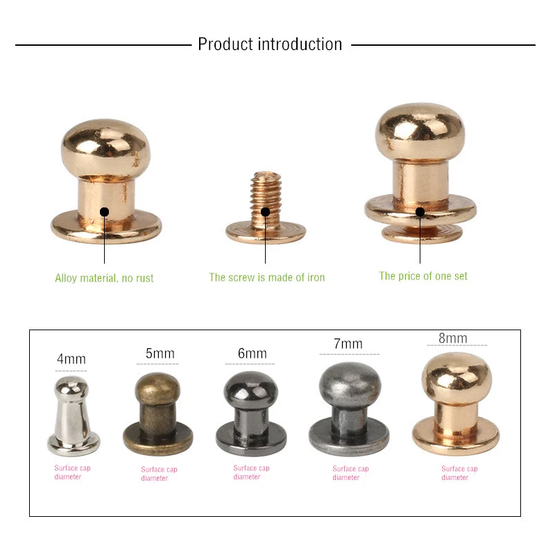 Metal Rivets Metal Zinc Alloy Knob Screw Rivets DIY Crafts Leather Product Bags Rivets Monk Head Spikes Hardware Decor Nail Buckles 40Sets metal rivets,leather rivets