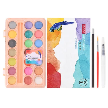 

Artist Watercolor Paint Portable 21 Colors Drawing Art Supplies Home School Beginners Student Glitter Solid Pigment