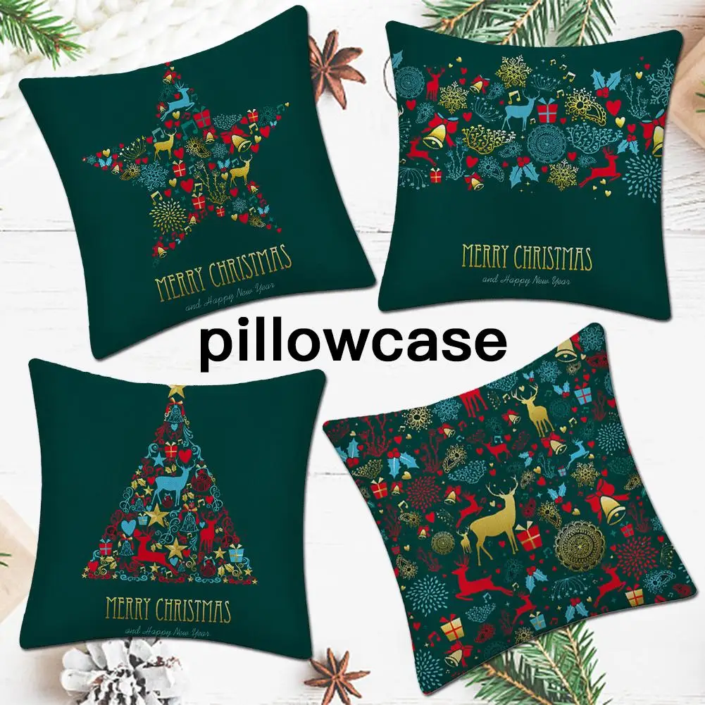 

Christmas Throw Pillow Case Sofa Cushion Cover Christmas Decoration For Home Linen Green Pillowcase Xmas Party Supplie New Year