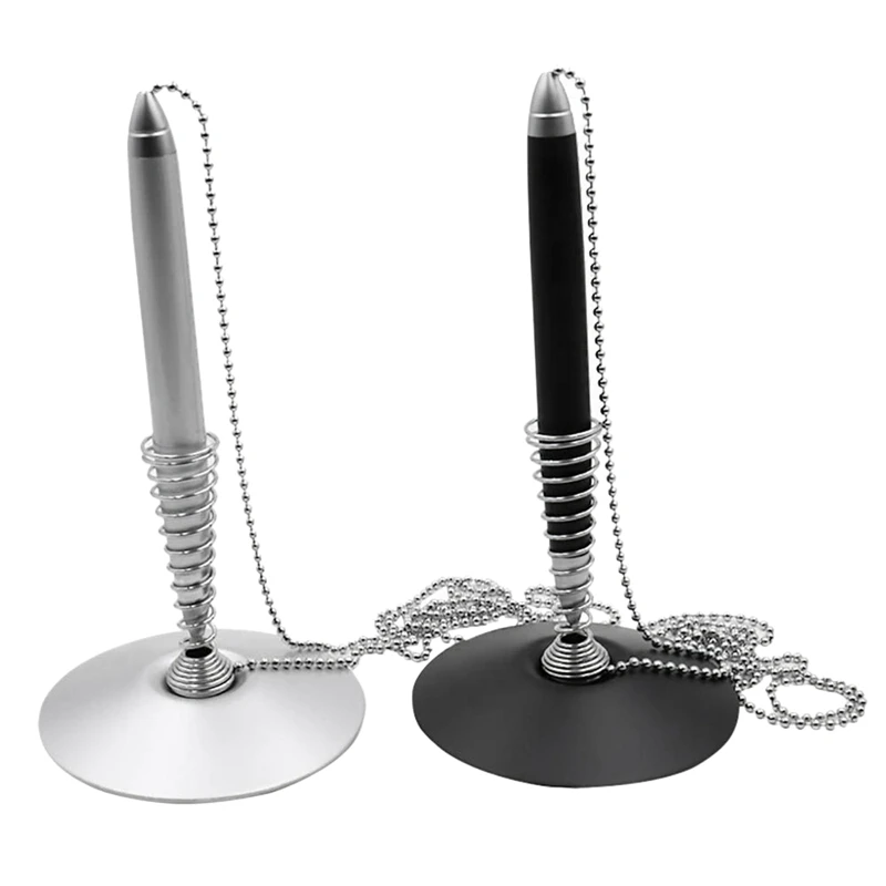 

Counter Pen with Chain, Spring Security Desk Pen for Office Bank (2 Pack)