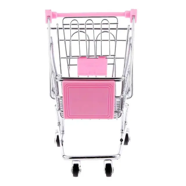 Pretend Play Metal Mini Shopping Cart Supermarket Handcart Storage Trolley Toy Office Decor Wonderful Gift For Children 2