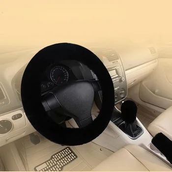 

3Pcs Car Styling Steering Wheel Hand Brake Change Lever Winter Wool Felt Soft Comfortable Auto Accessories Cover Interior Case