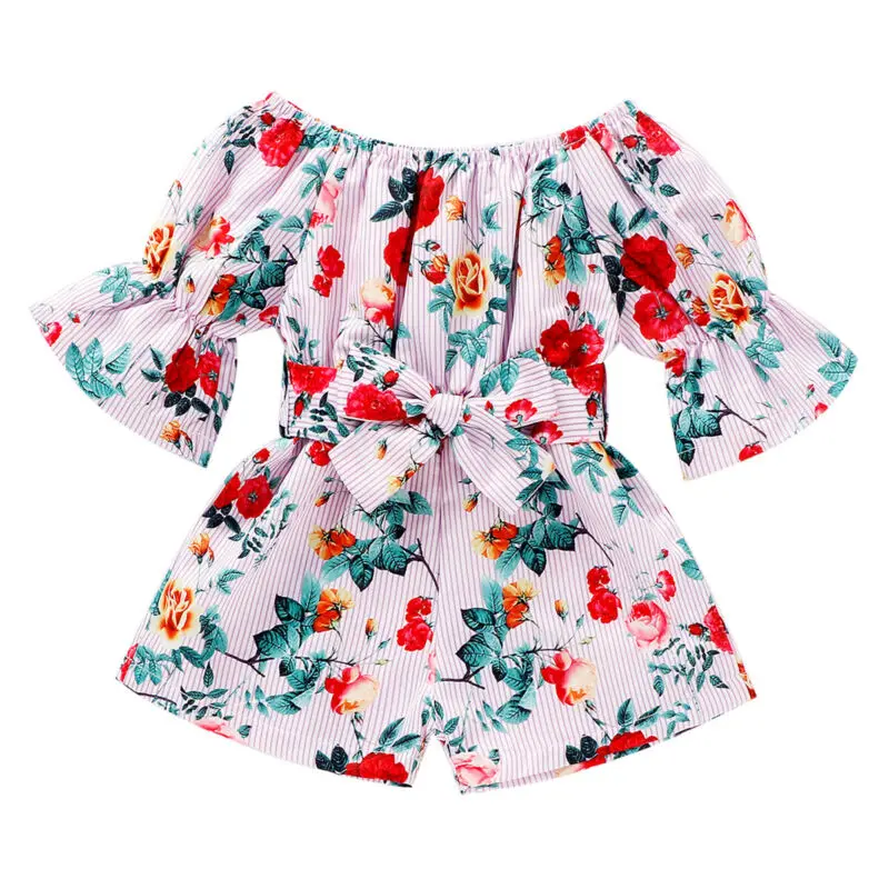 2020 Sweet Toddler Infant Baby Kid Girls Short Sleeve Woven Floral Print jumpsuit Romper Summer Clothes | Мать и ребенок