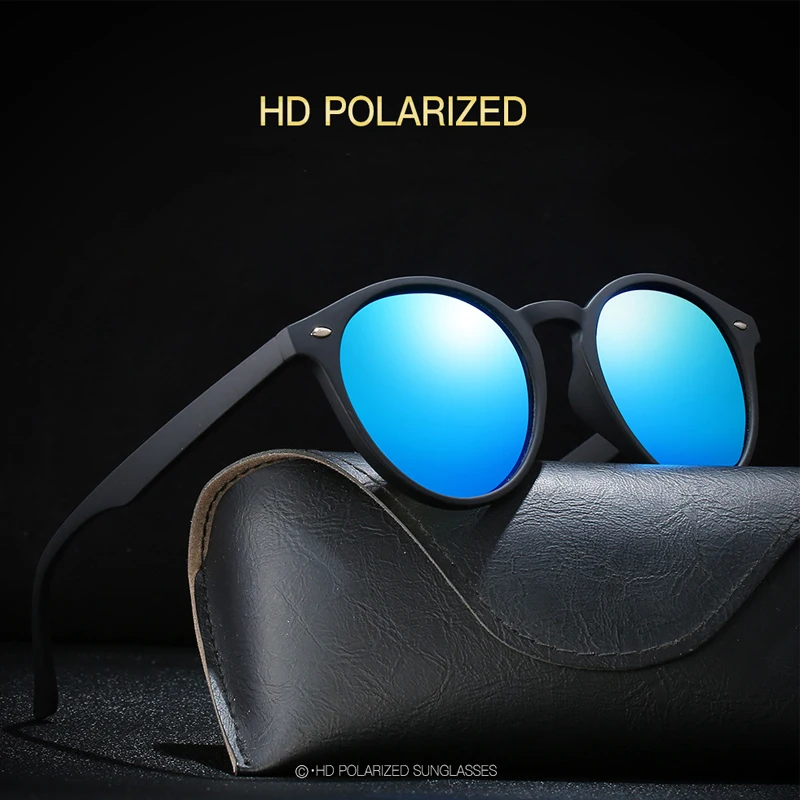 

AOZE 2019 New men's Polarized sunglasses women's Vintage Retro round mirrored sunglasses fashion oculos de sol masculino UV400