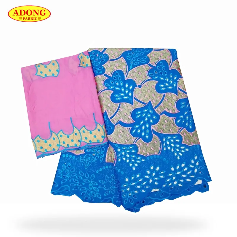 

Swiss Voile lace fabric In Switzerland High Quality African Lace Fabrics With Stones and Embroidey 5 yards+ 2 yards Chiffon Lace