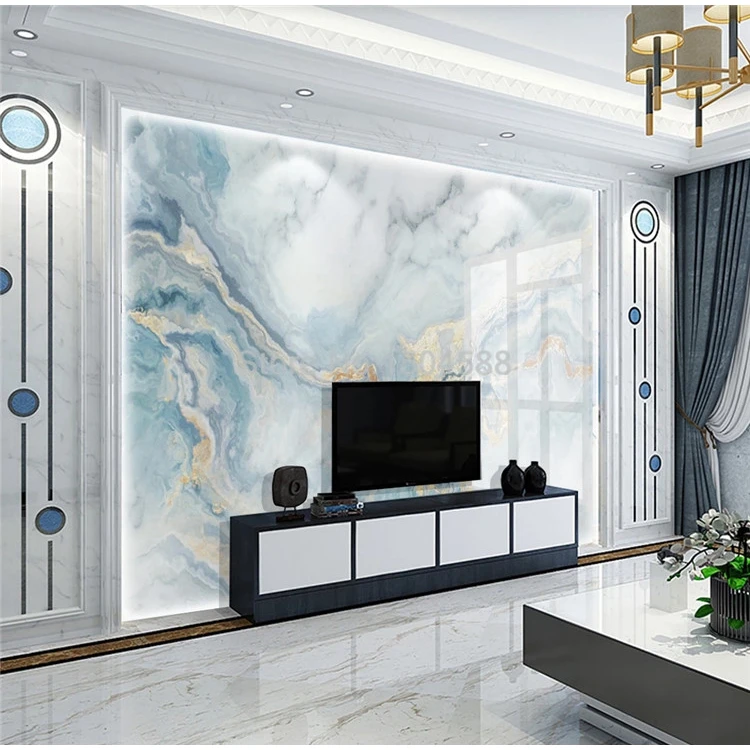 Description Picture 5 of itemCustom Photo Wallpaper 3D Blue Marble Luxury Home Decor Murals Living Room TV Sofa Bedroom Background Wall Painting 3D Wallpaper