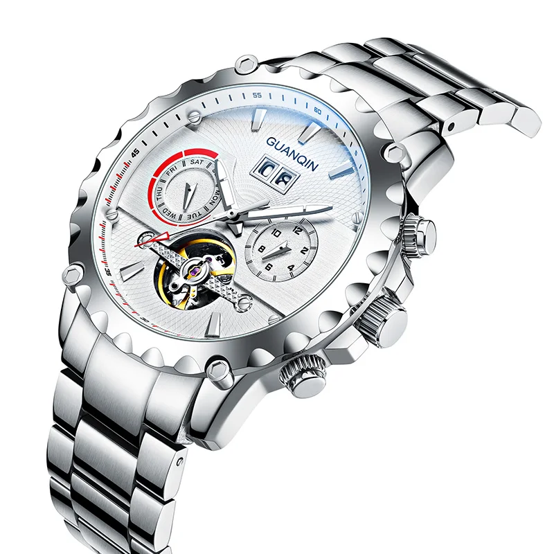 GUANQIN New Luxury Mechanical Automatic Watch Men's Stainless steel Sapphire Waterproof Tourbillion High Quality Men Wristwatch |