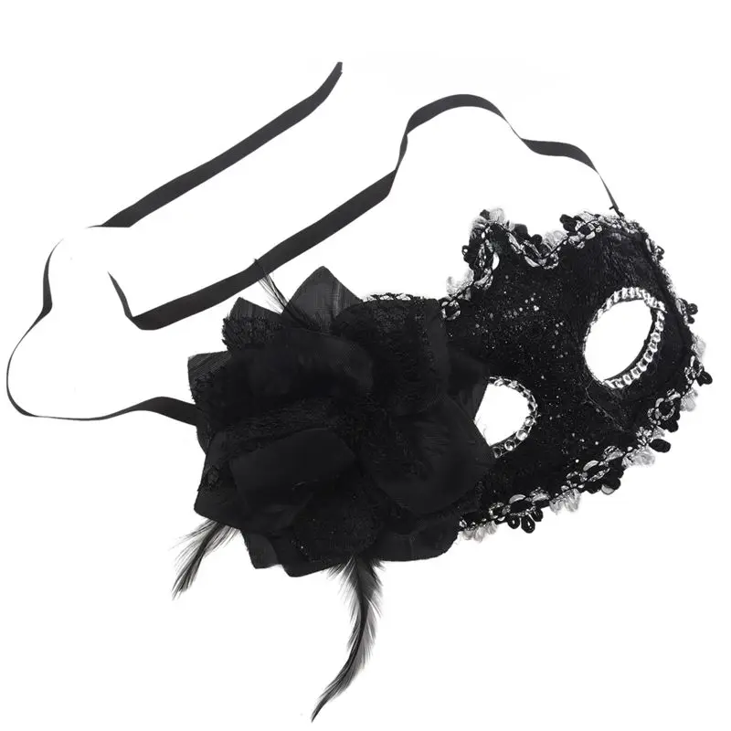 New Flower Mask Masquerade Costume Prop Black Halloween Fancy Dress Ball Party