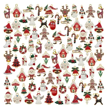 

Julie Wang 25PCS Enamel Christmas Charms Mixed Alloy Santa Claus Tree Bell Hat Deer Snowman Pendant Jewelry Making Accessory