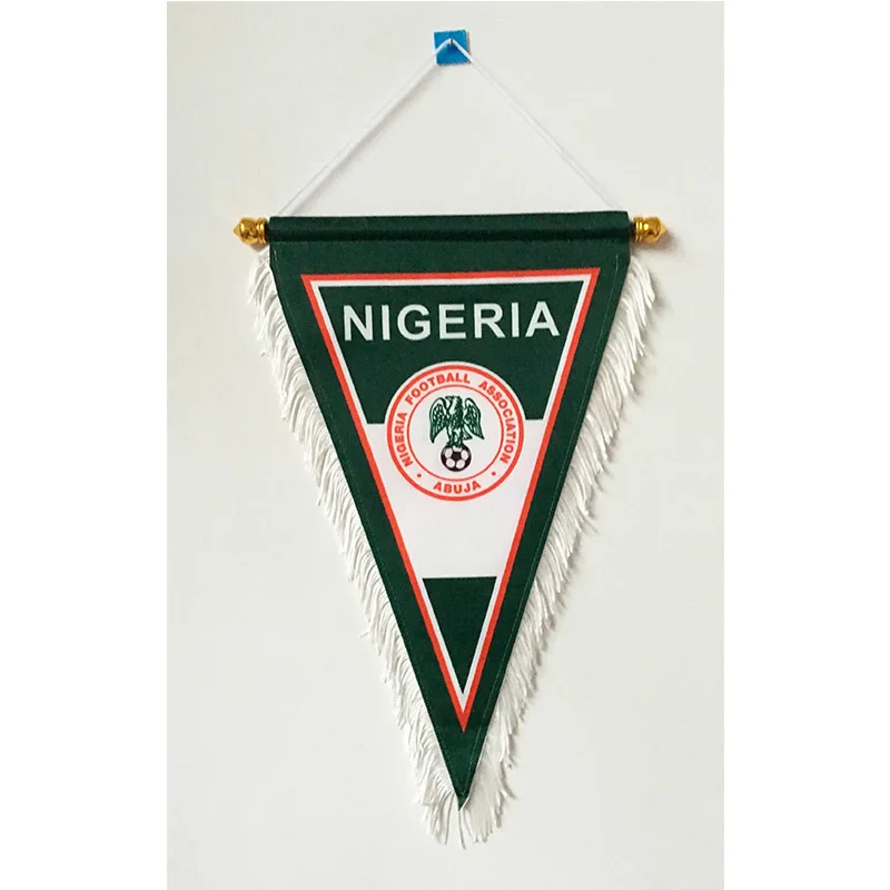 

2018 Football World Cup Nigeria National Football 35cm*25cm Size Double Sides Decoration Christmas Three Corner Flag Banner