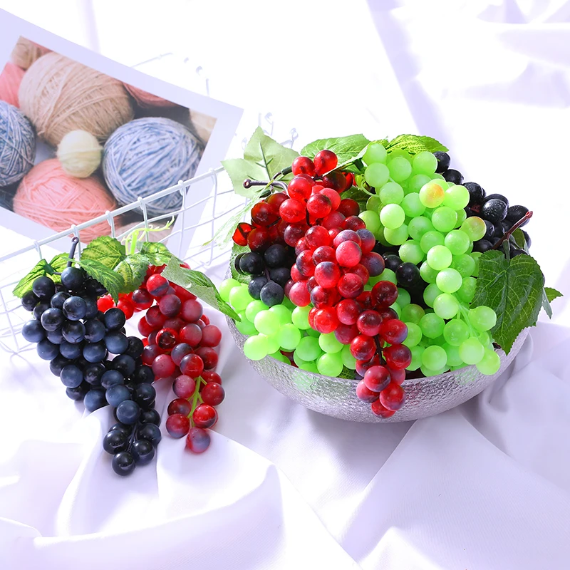 

Free shipping Fake fruit, fruit and vegetable, grape grain, soft rubber, grape string, leafy plant ornaments Christmas