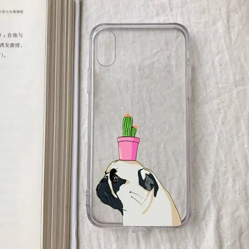 iphone 13 pro max case clear cute pug dog Phone Case for iPhone 11 12 13 mini pro XS MAX 8 7 6 6S Plus X 5S SE 2020 XR case iphone 13 pro max case clear