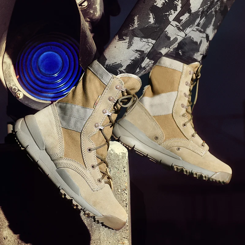 Anti-sand Combat Military Boots Men Outdoor Travel Climbing Hiking Shoes Mens Shockproof Waterproof Army Desert Tactical Boots