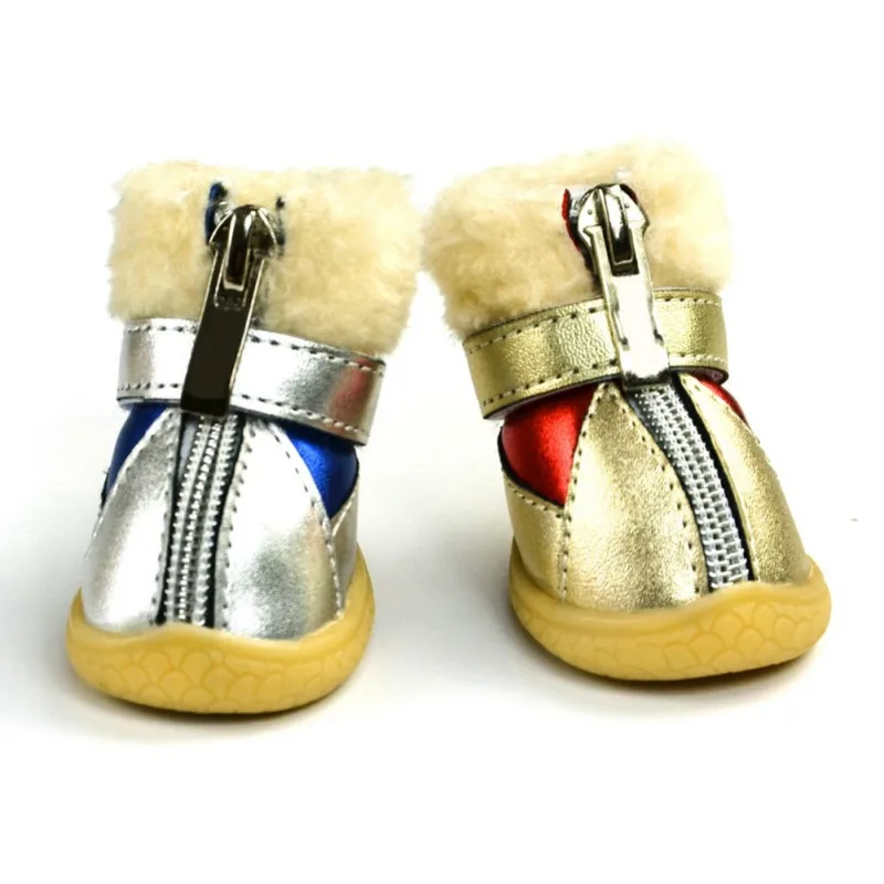 4 шт./компл. обувь для домашних животных зимние супер теплые ботинки для собак хлопковые противоскользящие туфли для маленьких домашних животных продукт Чихуахуа водонепроницаемый