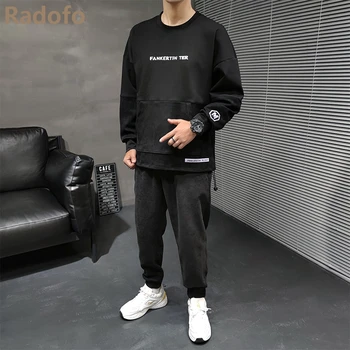 

Tracksuit Men Set Luxury Football Brand Custome Logo Fashion 2020 Fitness 2 Hoodie Pieces Winter Polyester Sweatshirt Jogging