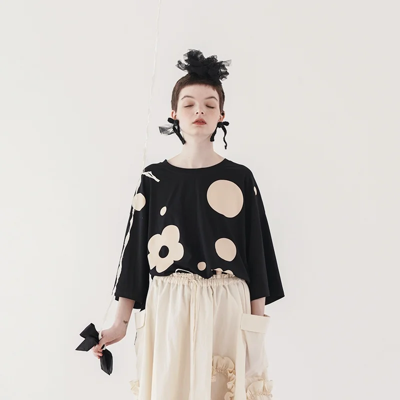 imakokoni black print loose original design
