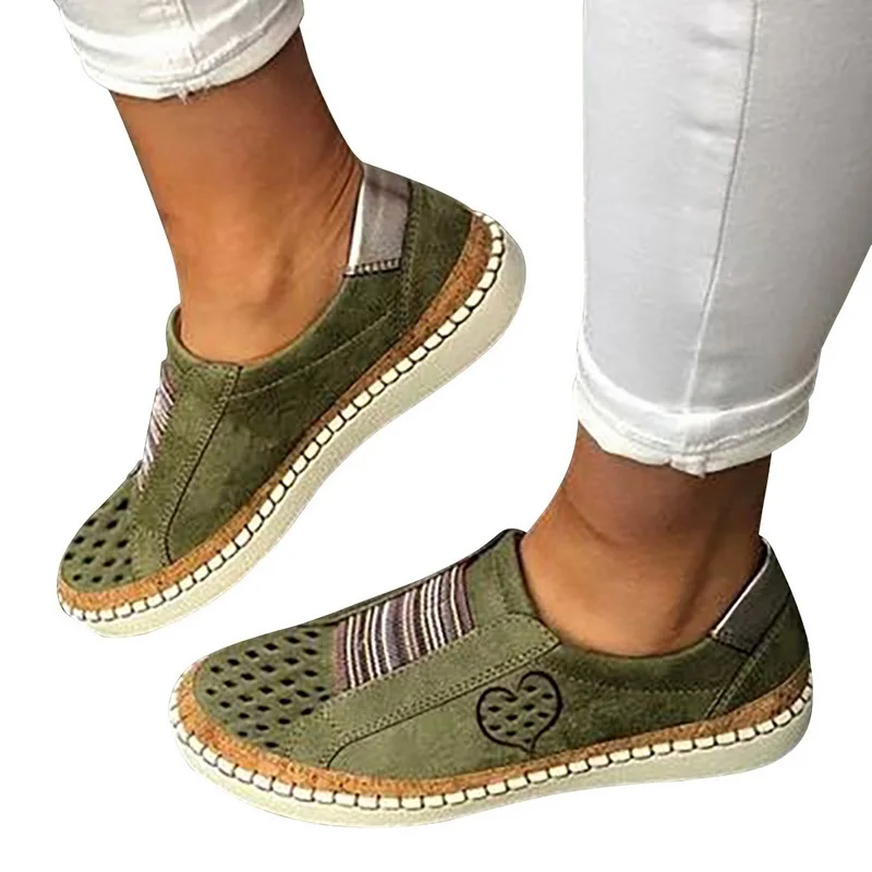 Green2 Oeak/женские кроссовки; лоферы; обувь на плоской подошве; женская кожаная обувь без застежки; женская обувь; сезон весна-осень; удобная вулканическая обувь - Цвет: Green2