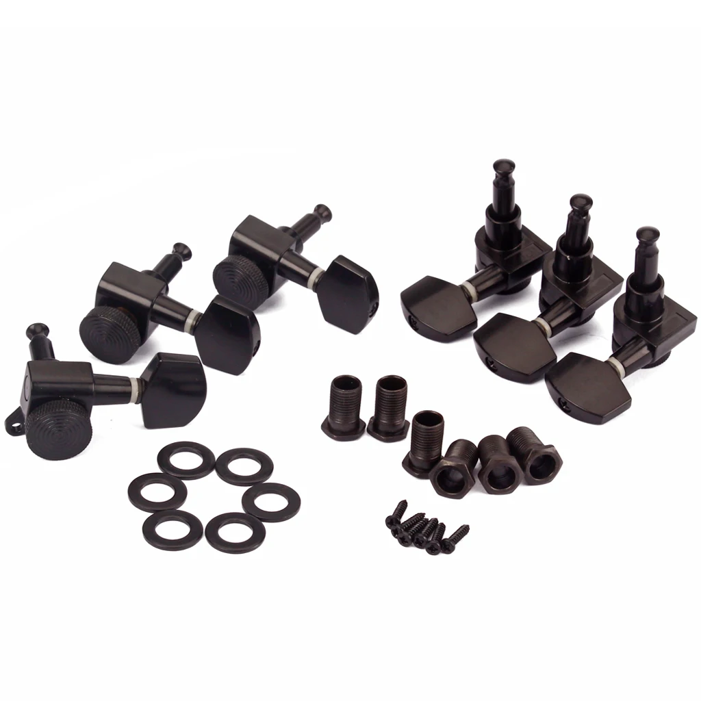 6Pcs Metal Electric Guitar Tuning Pegs Machine Heads 3R3L Black Musical Instrument Accessory