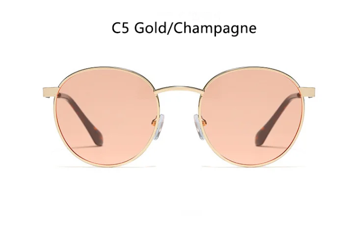 C5 Champagne Роскошные Дизайнерские круглые солнцезащитные очки, винтажные Ретро очки для женщин и мужчин, Маленькая Золотая оправа, солнцезащитные очки, цветные очки UV400 - Цвет линз: C5 Champagne